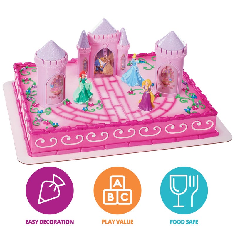 DecoPac DecoSetÂ® Disney Princess Happily Ever After Birthday Cake Topper, 6-Piece Cake Decorations, Includes Castle with Moveable Turrets, Cinderella, Ariel and Rapunzel Figurines - Image 2